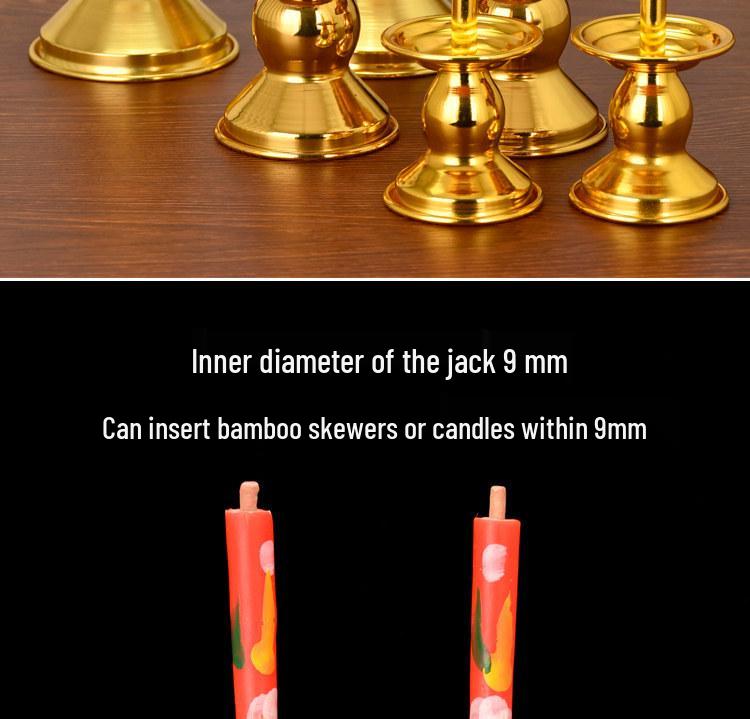 Bamboo and Alloy Candle Holder for Worship - Insertable Stand for Buddha or God
