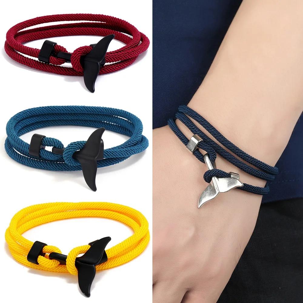 Bracelet ancre série océan, Bracelet queue de baleine pour Couple, ligne Milan, corde tressée, Bracelet étudiant pour hommes et femmes