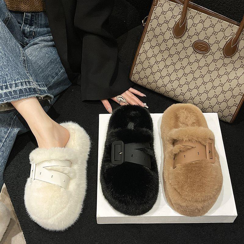 Wear Thick Cotton Mop Home Soft Bottom 2025 Semi-non-slip Autumn and Winter Pregnant Women Bag Head Bottom Black New Fluffy Slippers Women