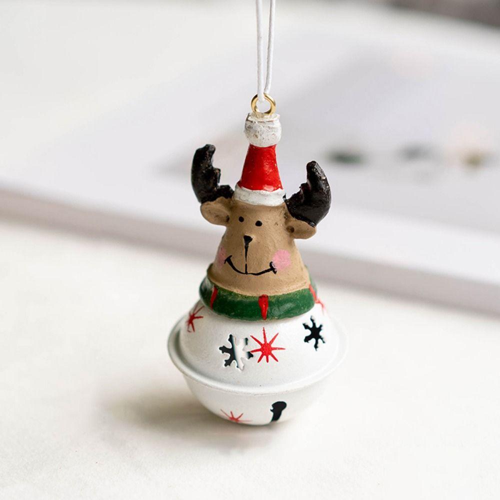Iron Art Christmas Santa Bell Pendant Cute Xmas Tree Ornaments Snowman Bell Pendant  Christmas