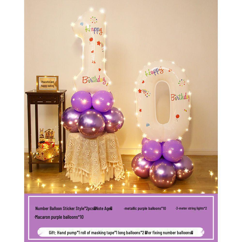 

Floating Light-Up Number Balloons for Kids 10th Birthday Decoration Scene