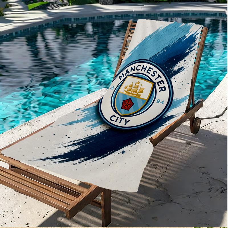 Manchester City FC Baskılı Plaj Havlusu, Havuz Sörf Yoga Banyo İçin Çok Yönlü Hafif Emici Plaj Havlusu, Mükemmel Doğum Günü Tatil Hediyesi