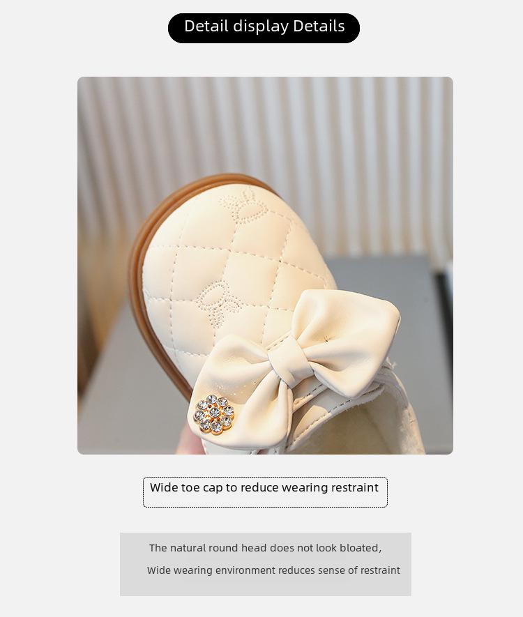 Mädchen Prinzessinnenschuhe mit Samtschleife – Weiche Sohle aus Leder für Herbst & Winter