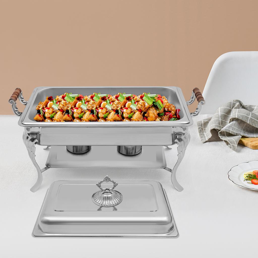 Professional Single-Well Chafer, 9 Quart Stainless Steel Buffet Server w/ Frame, Elegant European Design for Catering, Banquets