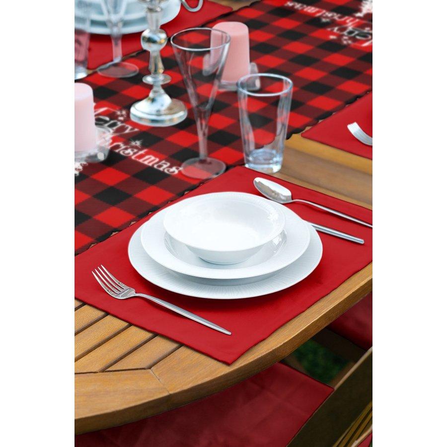 New Year Concept Christmas Tree Printed Runner and Placemat Set 5 Pieces / Placemat Table Mat Dining Table Mat Coaster