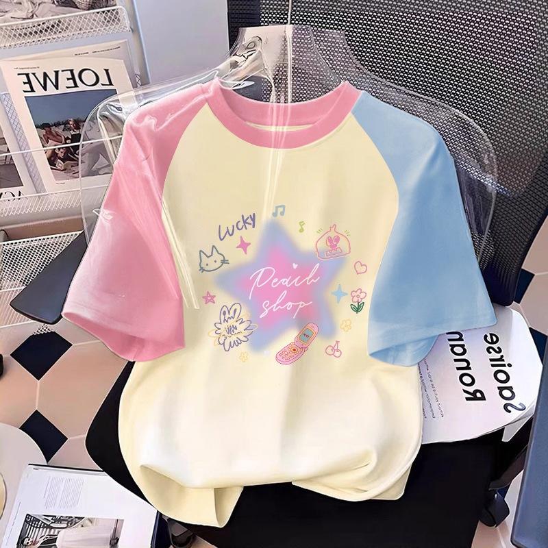 Girls Summer Short Sleeve T Shirt Vibrant Dopamine Top 100
