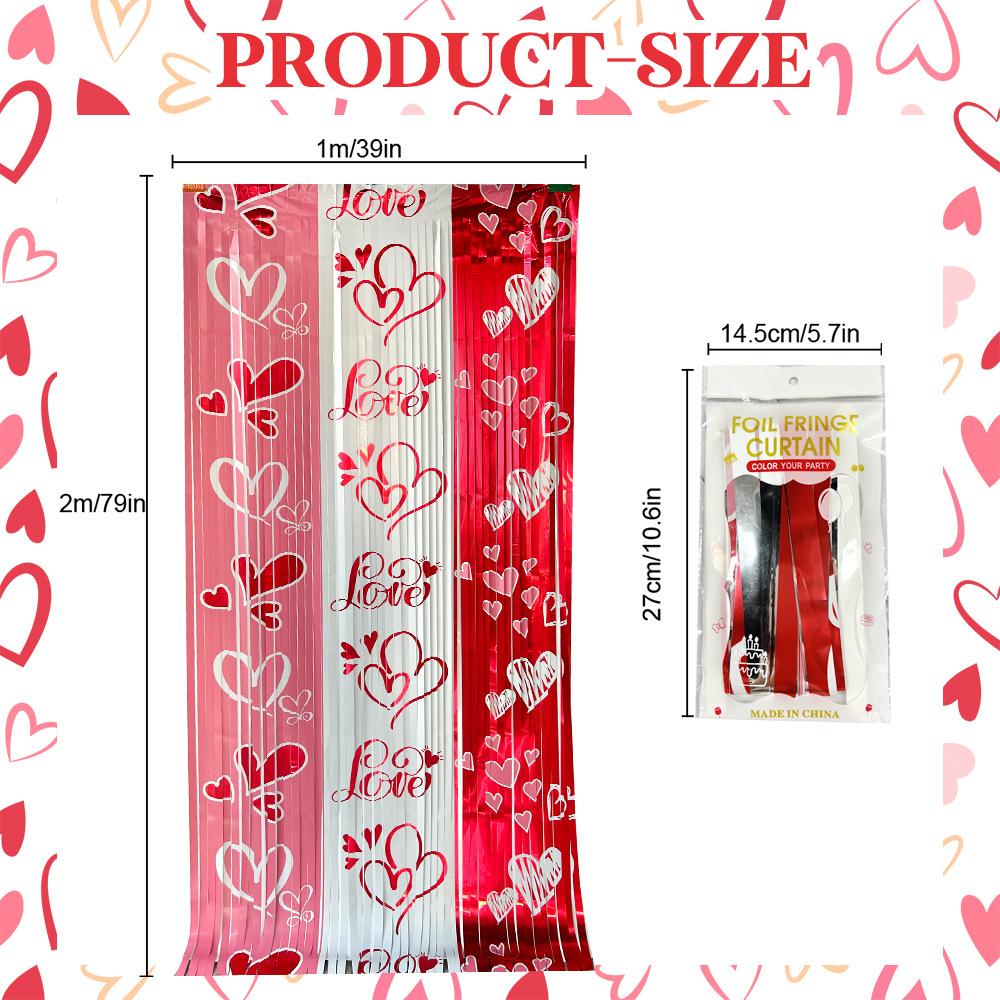1-10PCS Romantic Valentine's Party Rain Curtain Decor Couples Party Fringe Curtain Wedding Room Heart Home Decoration