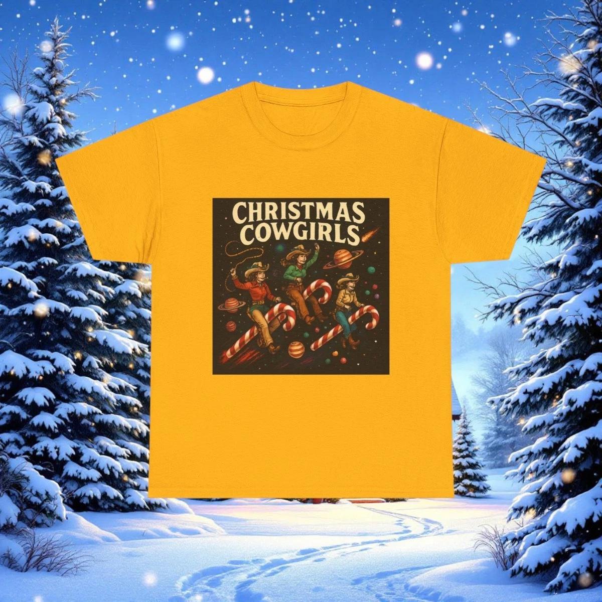 Christmas Cowgirls T-Shirt | Vintage Western Holiday Candy Cane Design S