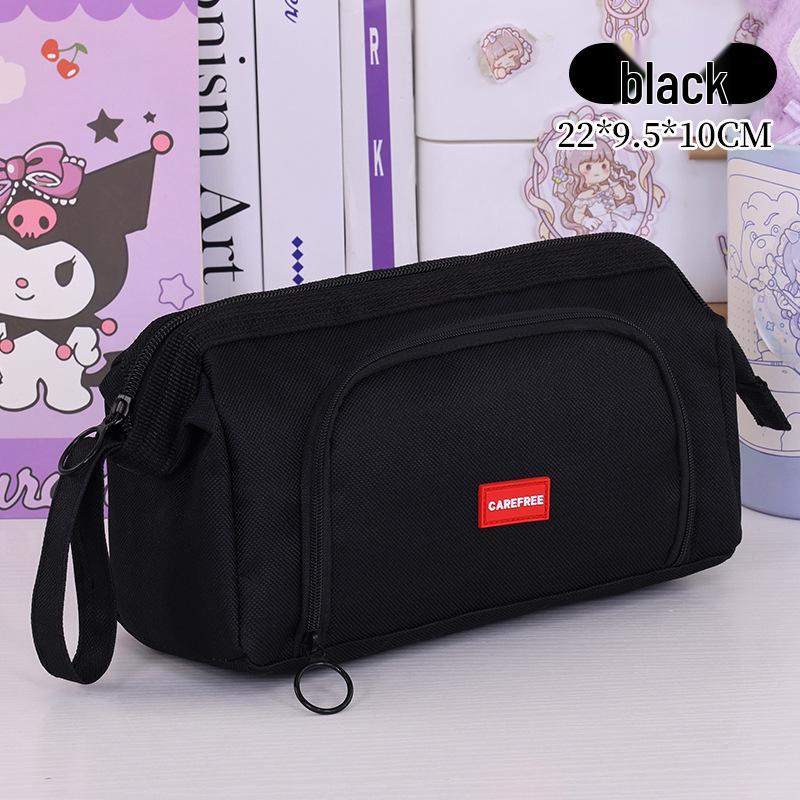 Large Capacity Canvas Double Layer Pencil Case for Middle & High School Students
