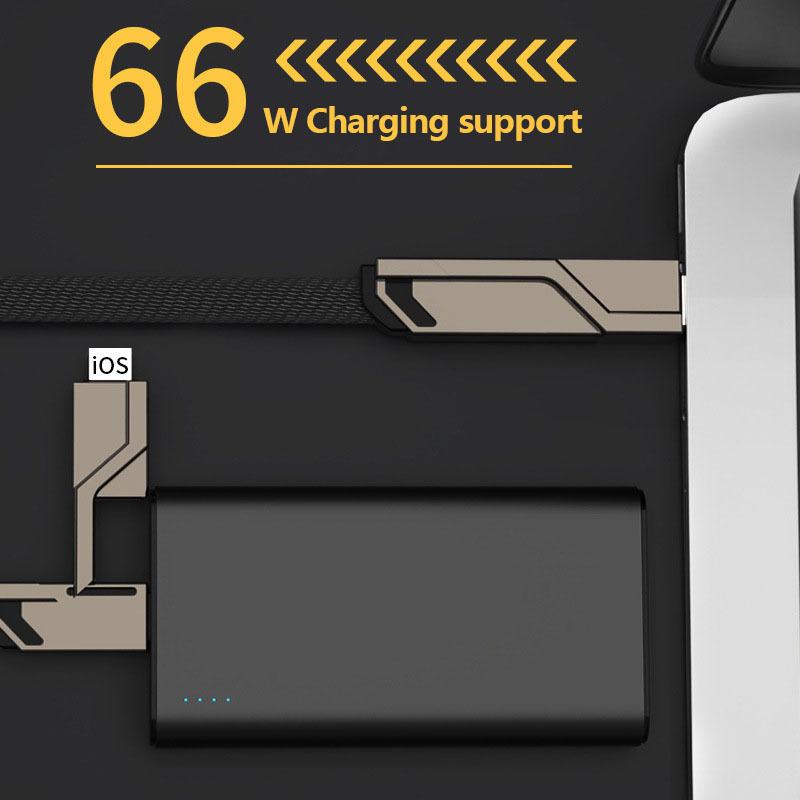 Vier-in-einem-Ladekabel, 100 W, superschnelles Laden, 6 A, One Drag Four-Datenkabel, geeignet für Apple Huawei PD Dual Head Four Port