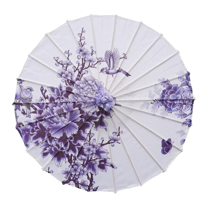 Ancient Lotus Flower Umbrella for Women Hanfu Antique Oil Paper Umbrella Photography Props Dance Performance Parasol