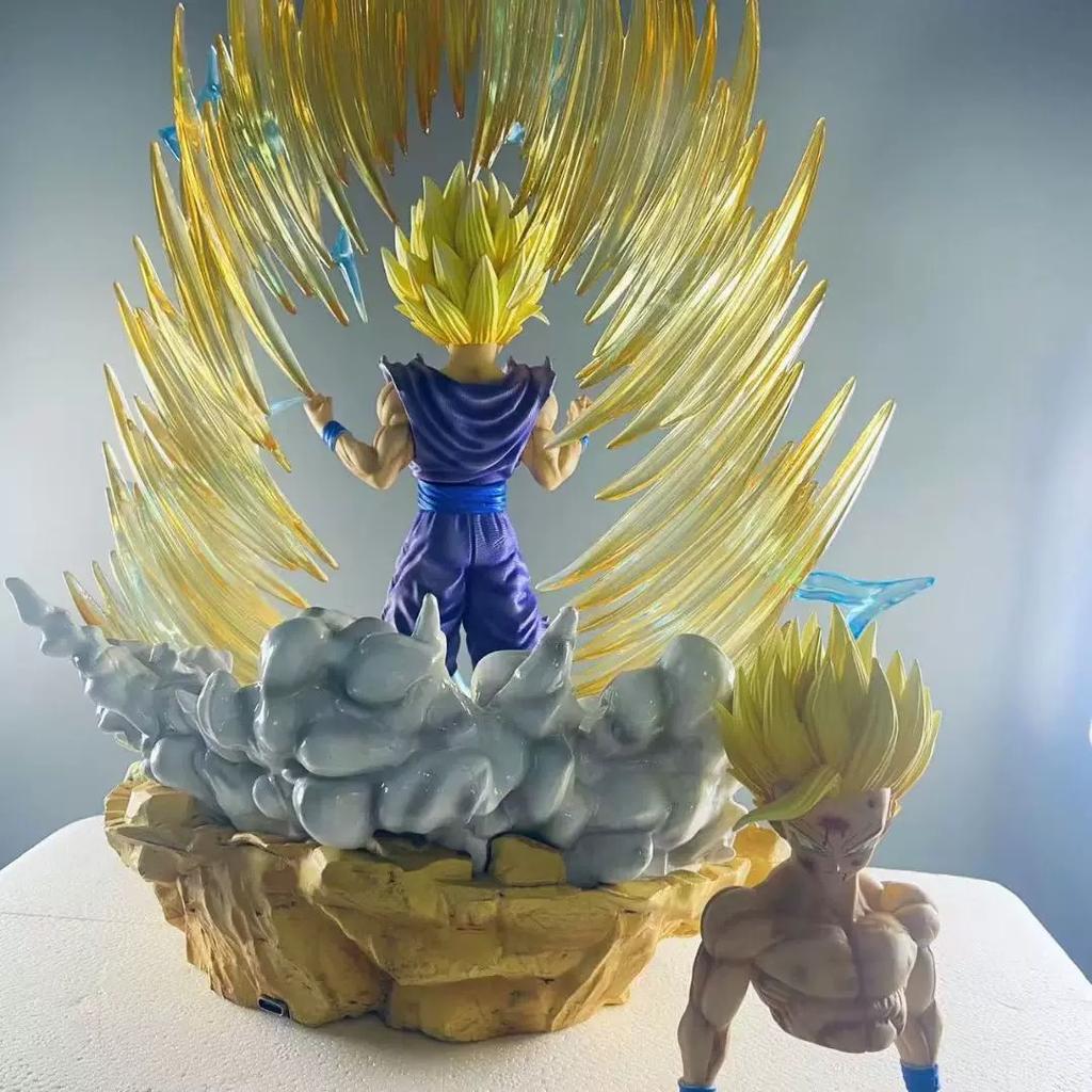 Drogan Boll Son Gohan Anime Figures Super Saiyan 2 Figurine Luminous Statue Replaceable Head Hand Model Fans Birthday Gifts Toys