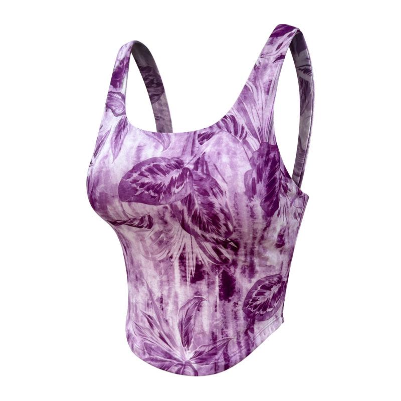 

Женский летний топ для йоги с принтом на спине - Встроенная чашка для бега и тренировок на открытом воздухе Small