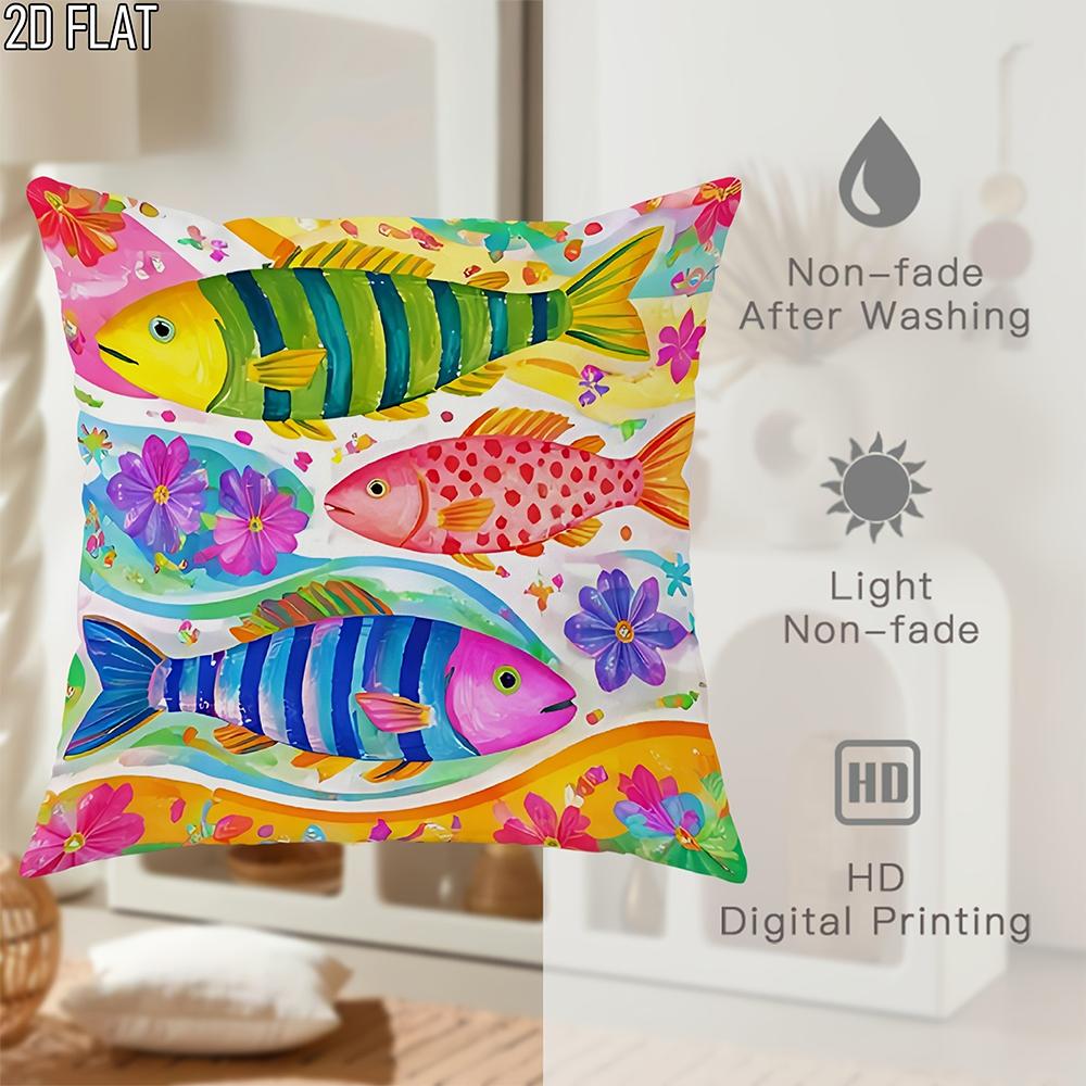 1/4pcs Boho Colorful Fish Print Throw Pillow Covers Set of 4 Home farmhouse outdoor decoration cushion cover