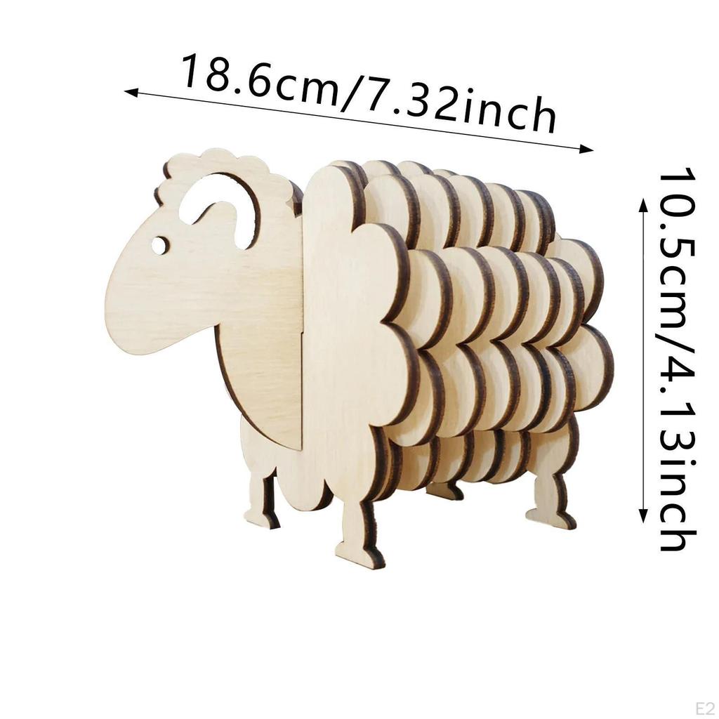 Getränkeuntersetzer, Niedliches Schafdesign, Holzästhetik Dekor, Getränkeuntersetzer mit Halter Wohnung