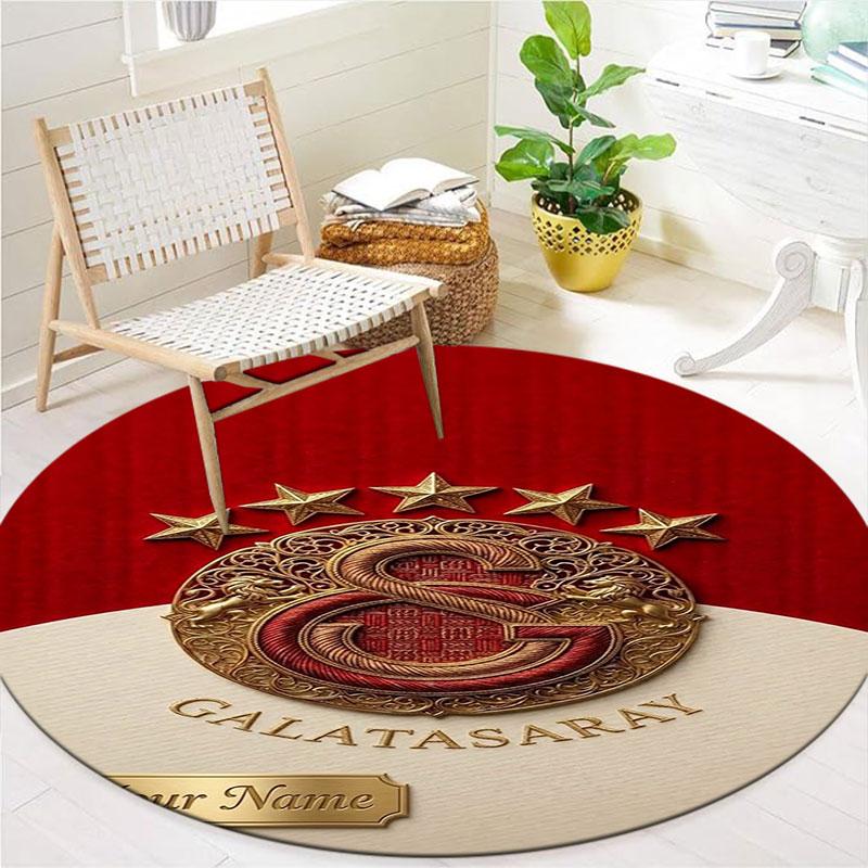 Galatasaray S Custom Name Round Area Rug,Carpet Rug for Living Room Bedroom Sofa Playroom Decor,Non-slip Floor Mat
