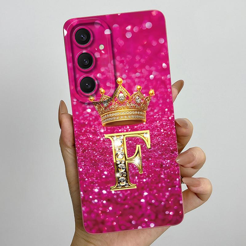 

For Samsung Galaxy S25 Plus Ultra Edge Case Crown Letter Liquid Soft Silicone Phone Cases For Samsung S 25 Protection Back Cover S25Edge