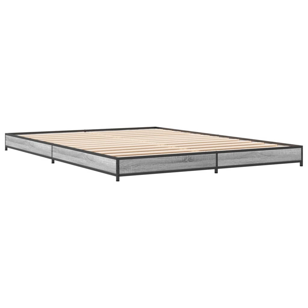 Bed Frame Gray Sonoma 120 x 200 cm Engineered Wood and Metal