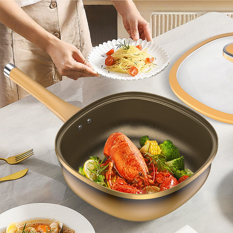 Titanium Alloy Non-Stick Pot with Lid 30CM Large Capacity Household Frying Pan Kitchen Induction Cooker Gas Stove Universal
