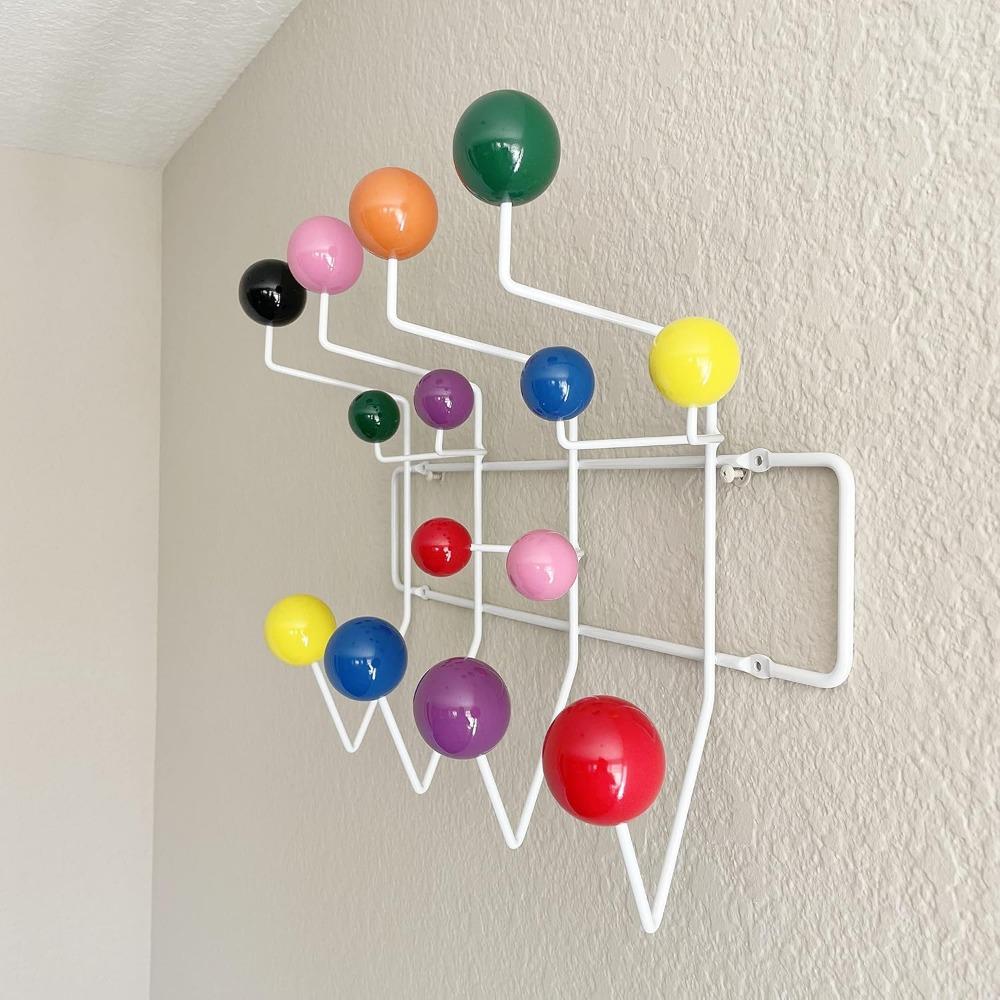Mid-Century Pop Wood Ball Metal Coat Rack