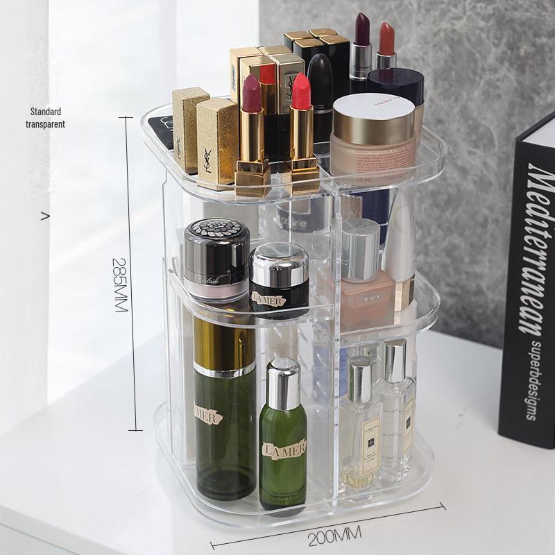 360° Drehbarer Acryl Make-up Organizer - Transparenter Hautpflege- & Lippenstifthalter