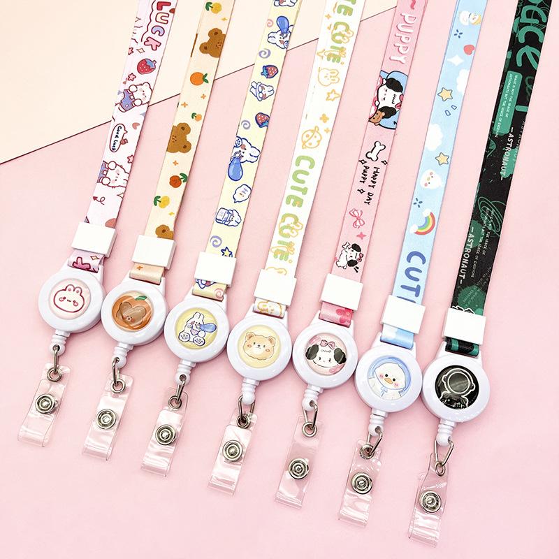 Cartoon Teleskopische Leichtziehbare Schnalle Lanyard Studenten Anti-Verlust Kartenhalter Halsband Langes Seil Arbeits Namensschild Namensschild Lanyard
