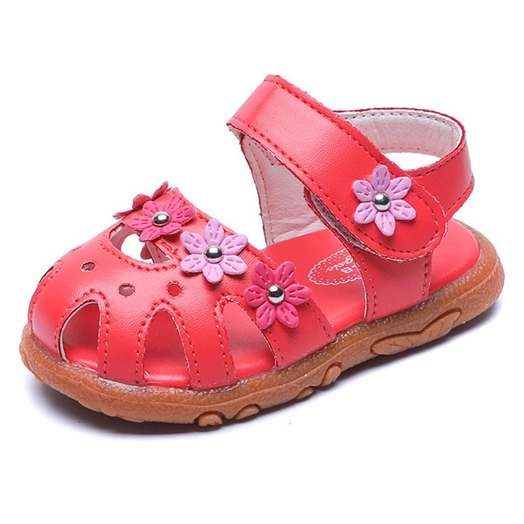 Toddler Kids Baby Girls Flower Leather Single Princess Party Shoes Sandals