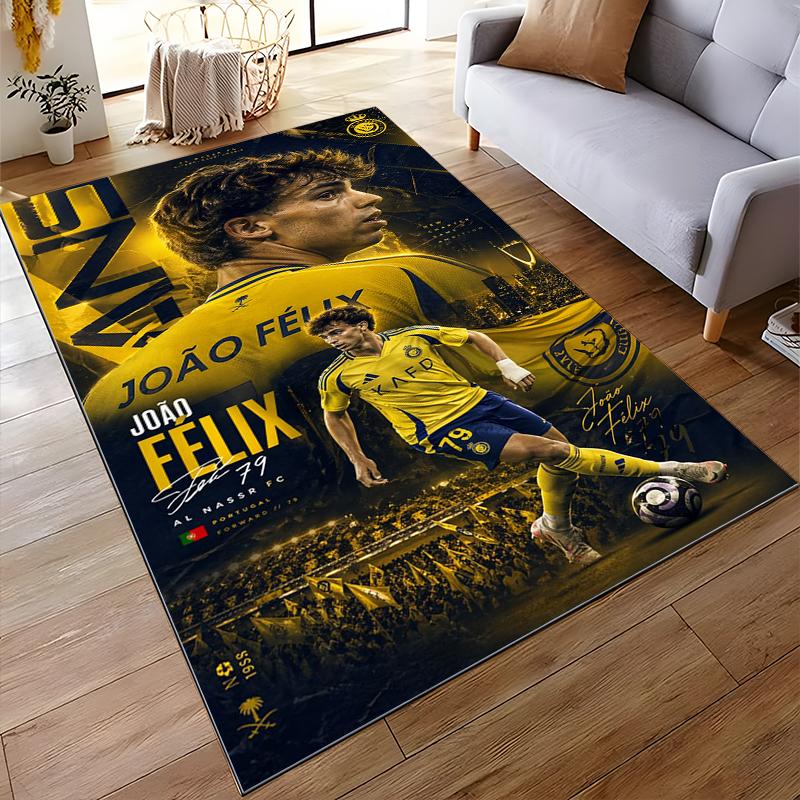 João Félix soccer-themed yellow decor rug Non-slip rug suitable for living room and bedroom sofas