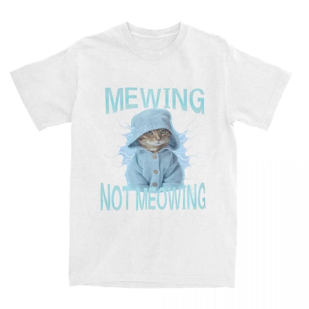 Funny Cat Meme Mewing Not Meowing Apparel Shirts For Unisex Unisex Kitten Bootleg Vintage Pure Cotton Graphic Printed Clothes
