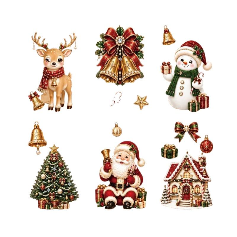 New Christmas 2027 New Window Stickers Santa Reindeer Snowman Snowflake Xmas Glass Stickers Winter Home Shop Window Decor Gifts