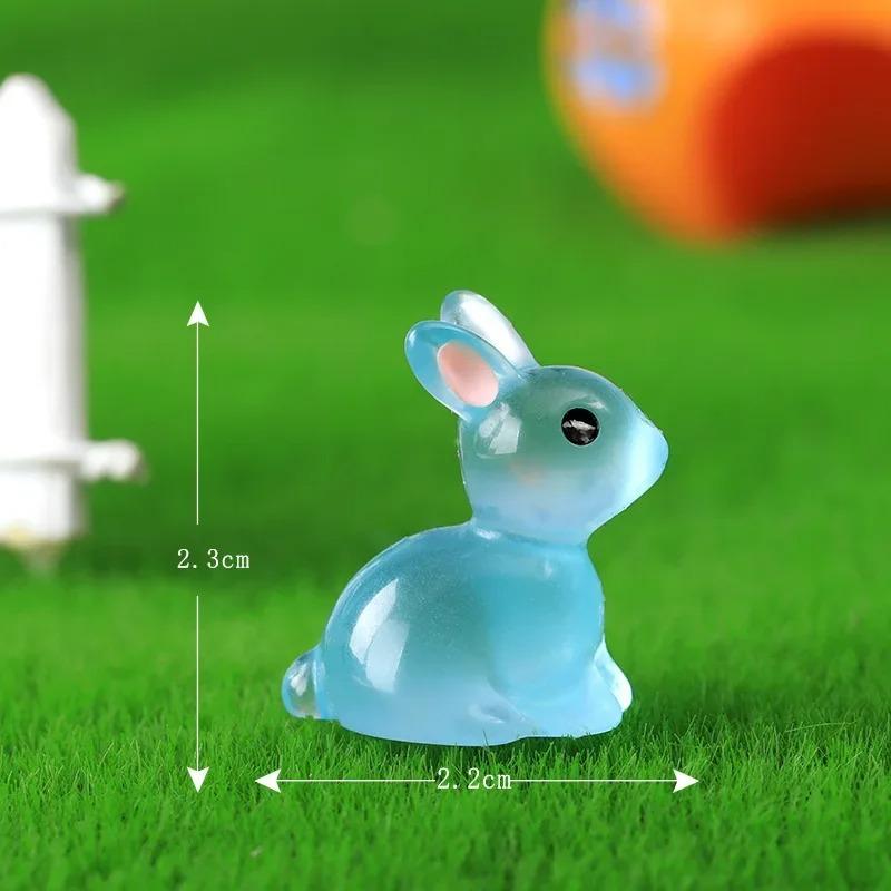 8Pcs Bunny Resin Miniature Figurines Home Decoration Cute Rabbit Mini Bunny Crafts Dark In Night Easter Party Decorate