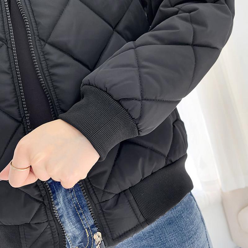 Kabát Dámská móda Jednobarevný Stojáček Kostkovaný Slim Baseball Vycpaná bunda