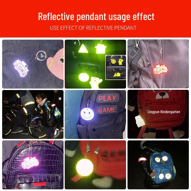 Kreskówkowy Samochód Odblaskowy Wisiorek Brelok do Plecaków Szkolnych dla Uczniów