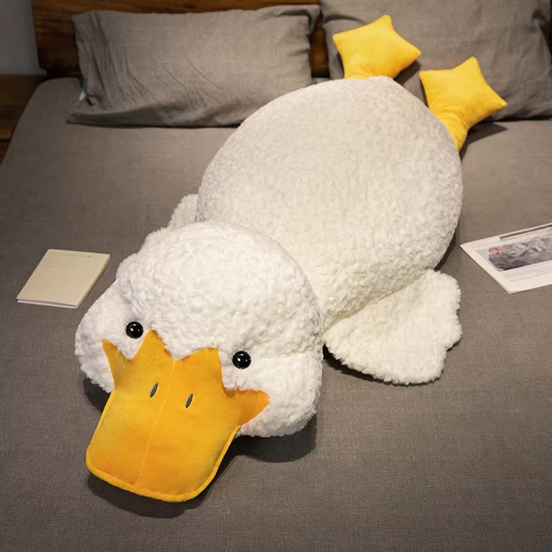 New Simulation 55-120cm Happy Duck Stuffed Plush Cartoon Cushion Super Soft Sofa Throw Pillow Home Office Decor BIrthday Gifts