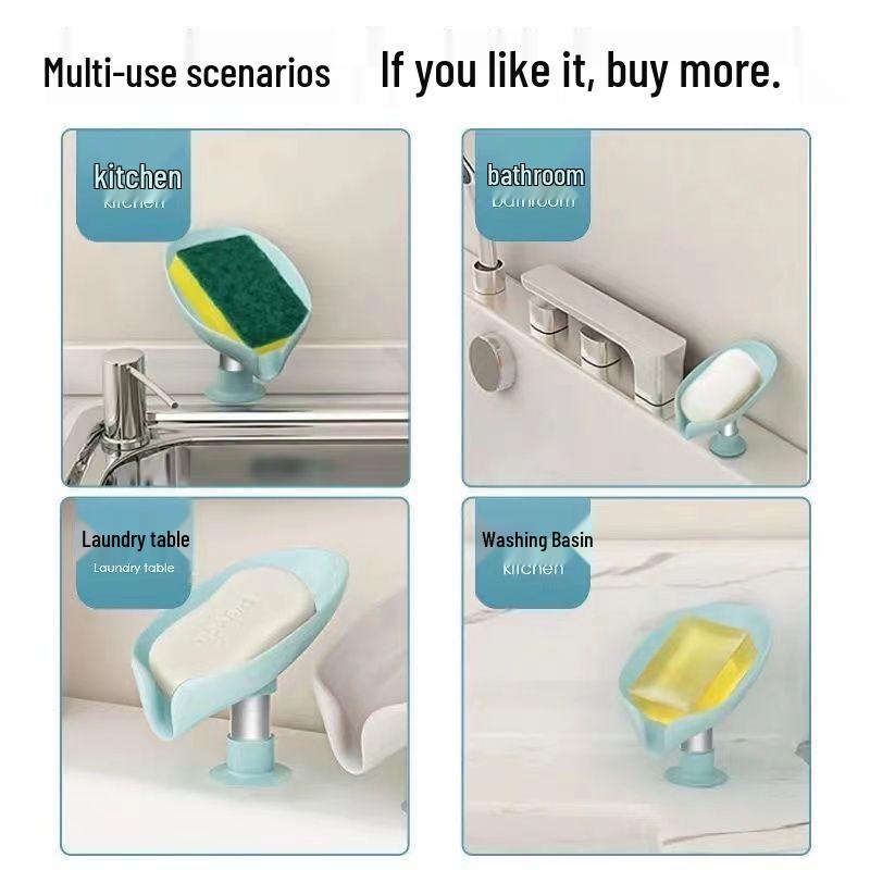 Leaf Drain Soap Dish with Suction Cup - Creative Punch-Free Soap Holder