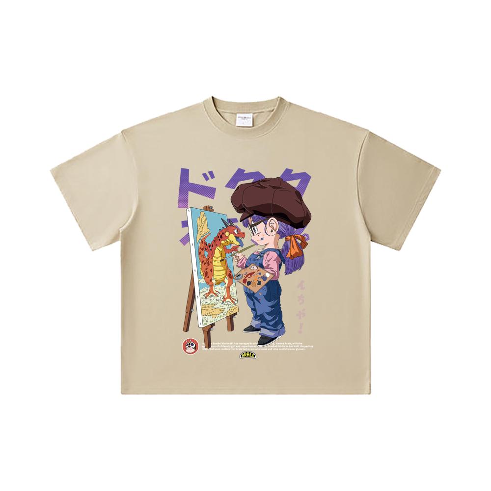 260 GSM Double Yarn 32 Count 100% Cotton Dragon Ball V10 Arale Print Unisex Heavy Cotton T Shirt