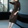 Casual Sweater Dress for Women Mid-length Turtleneck Knitted Sweater Large-sized Solid Color Pullover Long-sleeved Knitted Dress