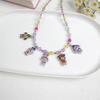 New Korean Version Transparent Resin Colored Bead Pull Cloth Necklace Cute Cartoon Pendant Accessory Chain Necklace