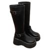 French Black Small Heightening Thick-soled Boots Winter New Retro Slim Tall Knight Boots