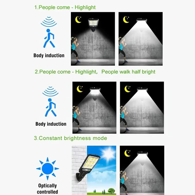 1-6Pcs Outdoor Solar Lights 3 Modes Motion Sensor Solar Waterproof Security Wall Lighting Garden Wall Courtyard Path Lighting