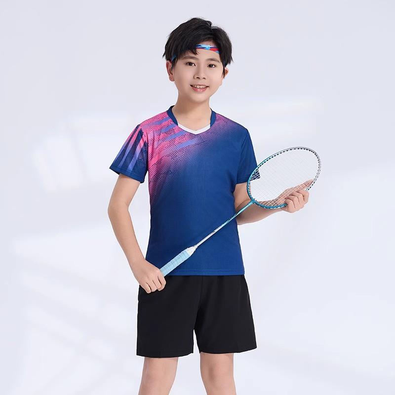 Custom Printed Quick-Dry Badminton Shirt Kids Unisex Sport Top Tennis Pickleball Training Competition Wear
