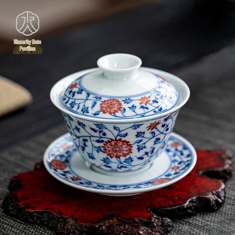 Cheng De Xuan Hand-painted Jingdezhen Ceramic Sancai Gaiwan