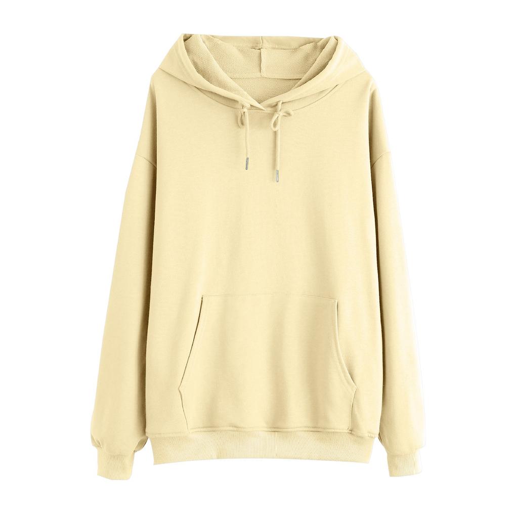 Ladies' Casual And Fashionable Solid Color Long Sleeved Hooded Warm Shirt Loose And Comfortable Hoodie