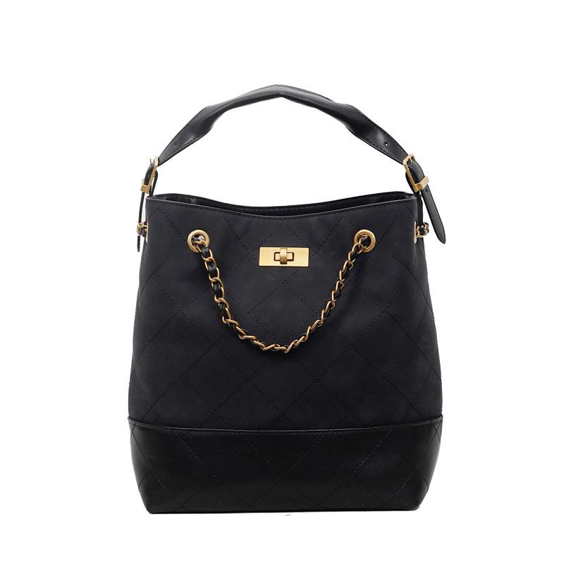 Retro Contrasting Shoulder Bag Women's Large-capacity Commuter Tote Bag New Versatile Chain Handbag