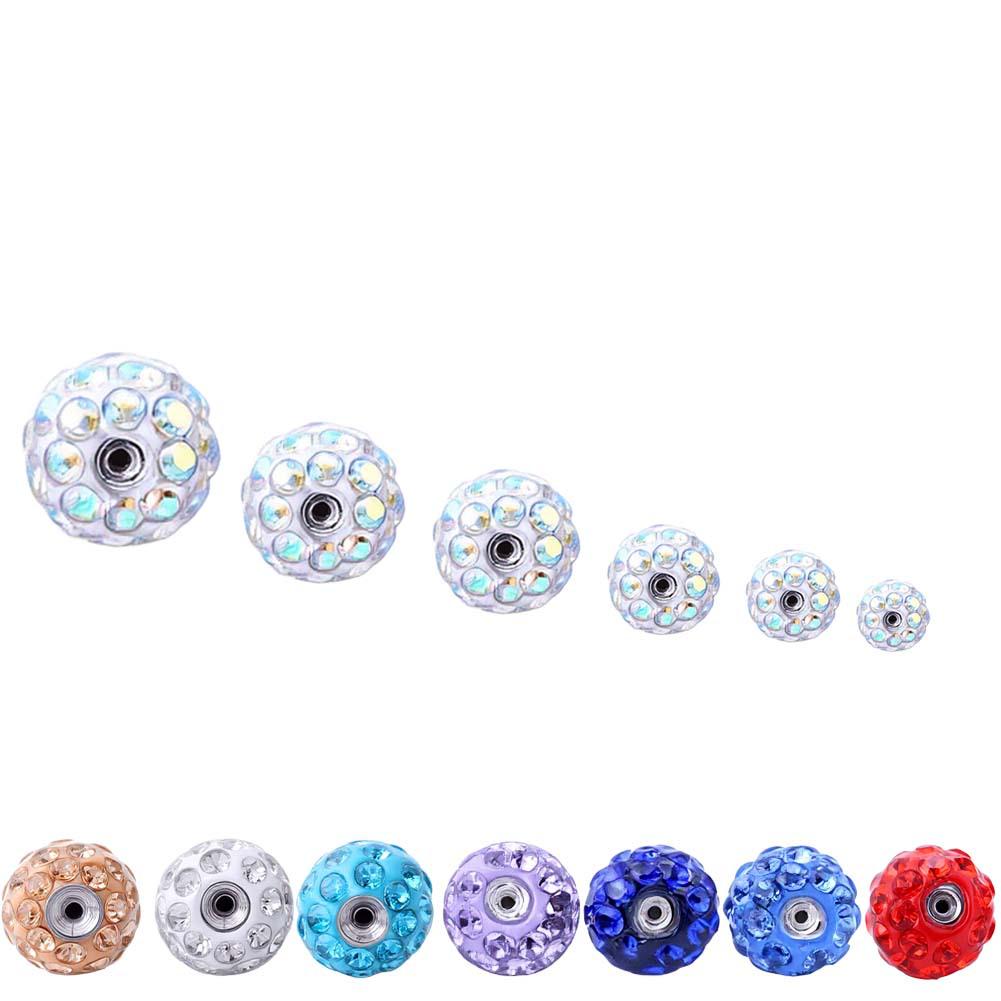 Gioielli per Piercing Shamballa con Sfera di Diamante per Labbra, Sopracciglia, Naso, Ombelico & Orecchini