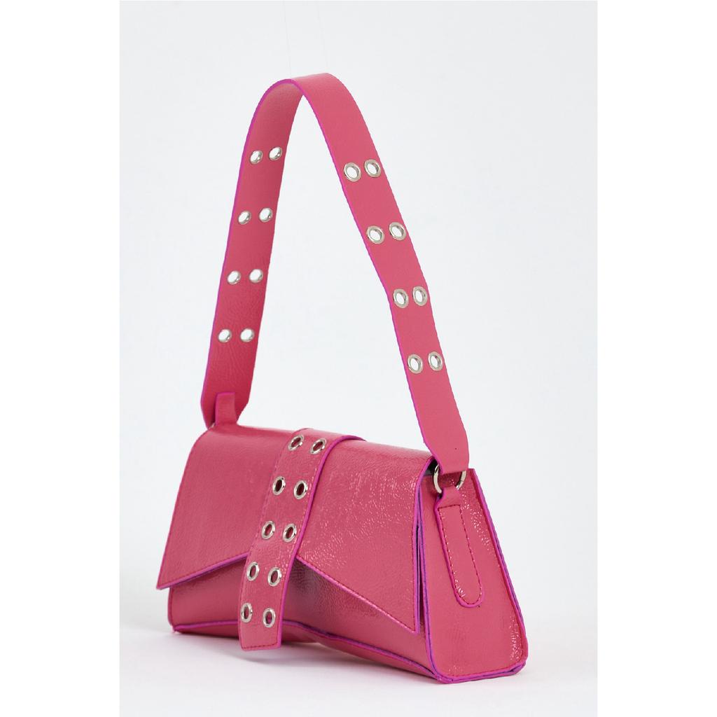 Asymmetrische Damen-Baguettetasche mit Nieten