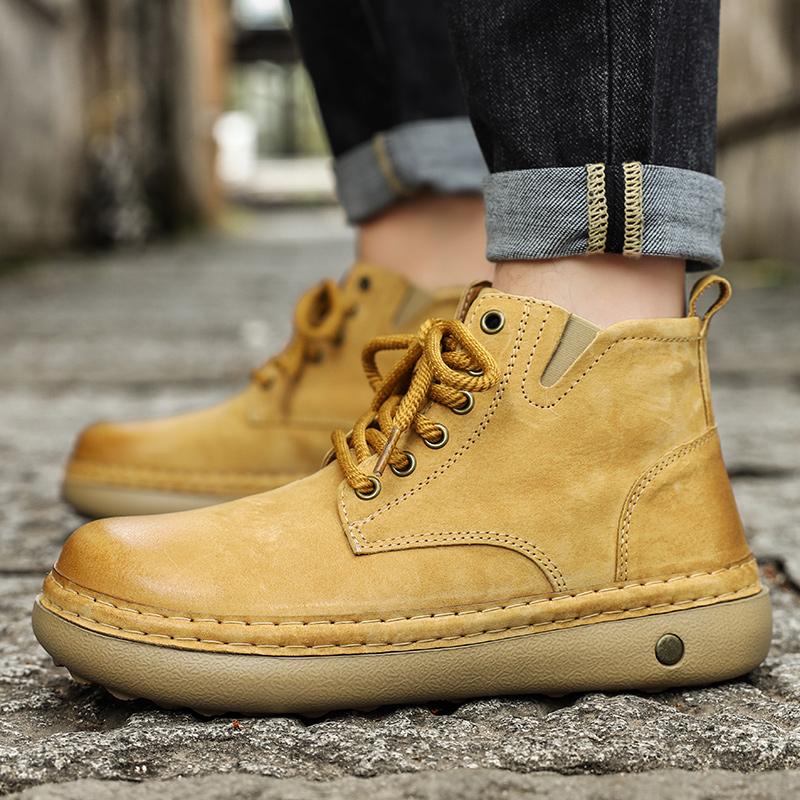 Men Boots Winter High Top Leather Shoes Fashion Shoes Fashion Ankle Boots Business Casual Outdoor Shoes Male Sneakers New