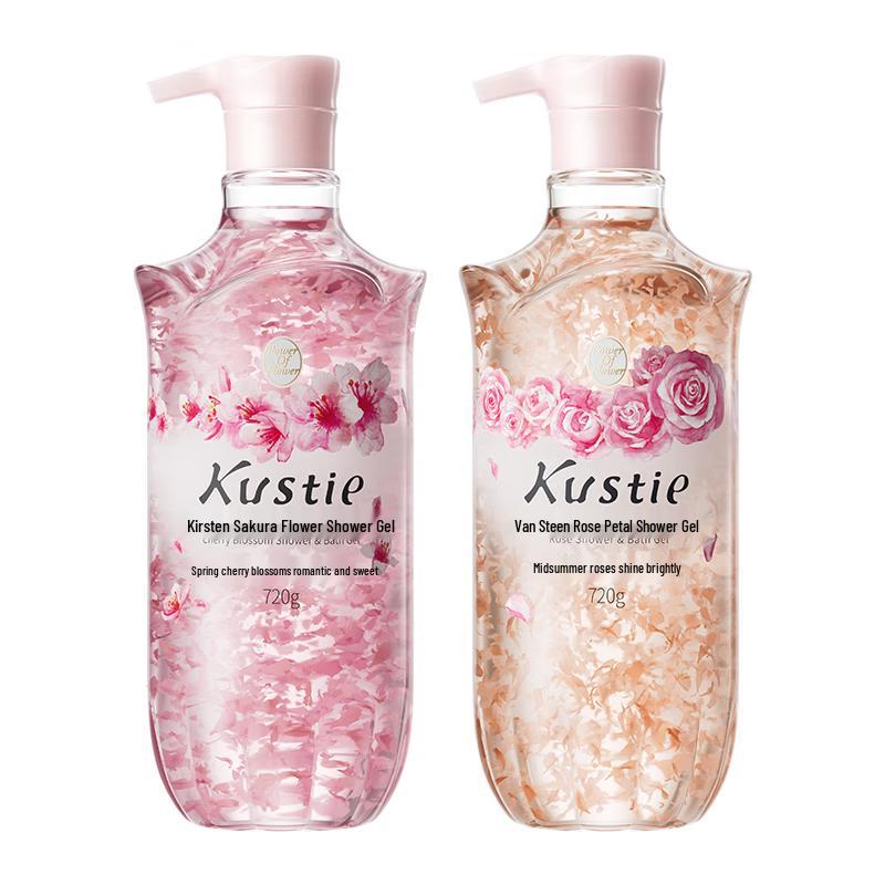 Kustie Petal Infused Shower Gel - Rose & Cherry Blossom