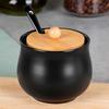 CERAMIC SUGAR BOWL WITH SPOON, BLACK 139683