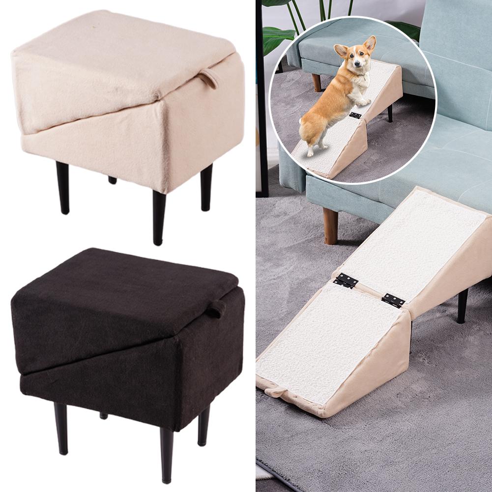 Split Dog Staircase Safety Ramp DualPurpose Folding Wooden Footstool Sofa Steps For Large Medium Small Dogs Cats Puppy Supply